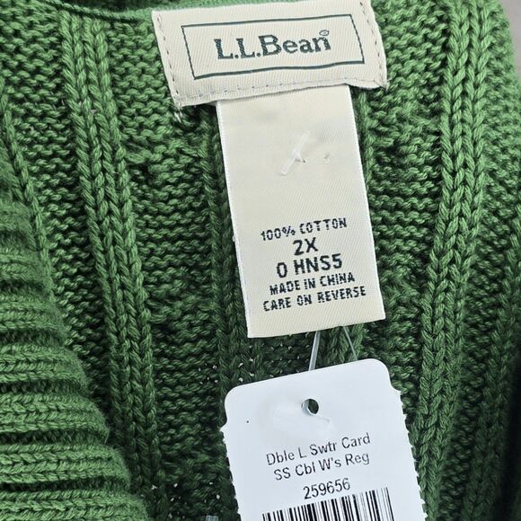 Women L.L. Bean Double L Sweater Collared Short Sleeve Cable Knit Button NWT 2X - Picture 8 of 8